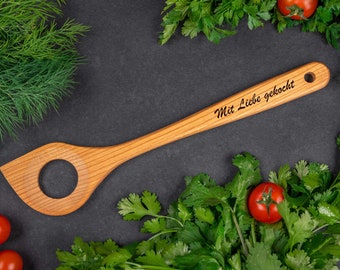 Cherry wood cooking spoon with personalized engraving