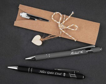 Personalisierter Metall-Kugelschreiber mit Gravur, Abschiedsgeschenk Kollegen Erzieherin Lehrerin, Dankeschön Geschenk, Verabschiedung