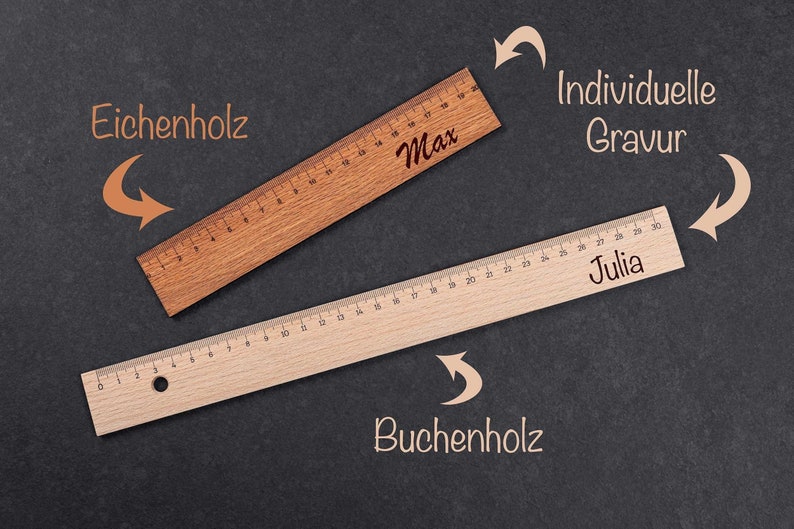 Wooden ruler with personalized engraving image 1