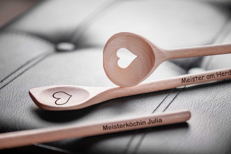Personalized wooden spoon with heart image 1