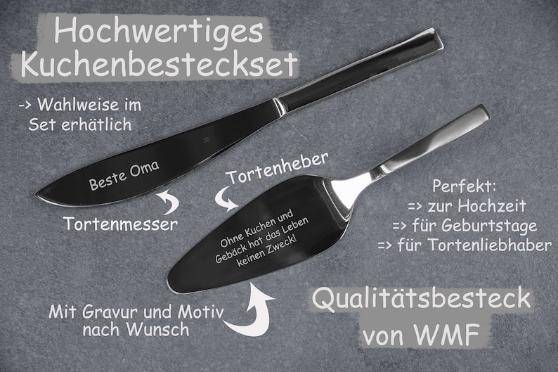 WMF Tortenheber und Tortenmesser im Set personalisiert mit Gravur Bild 2