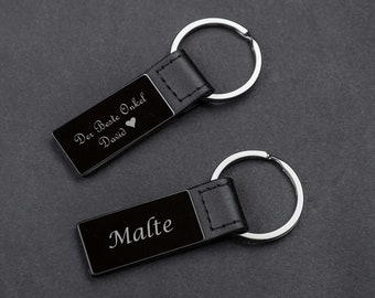 Black chrome plated keychain with engraving