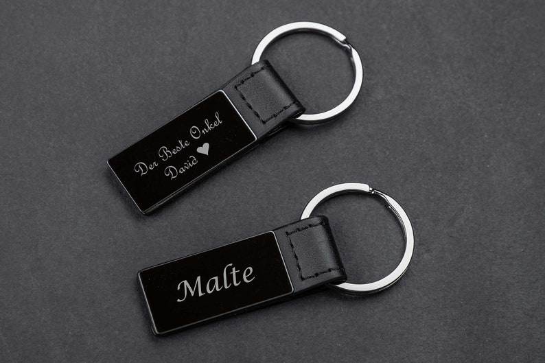 Black chrome plated keychain with engraving image 1