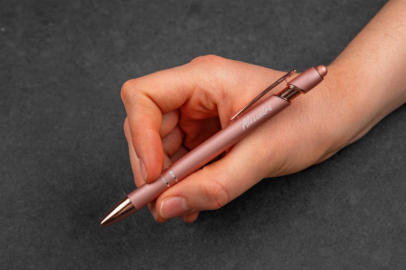 Personalized metal ballpoint pen in rose gold image 8