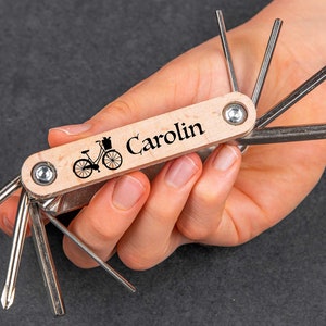 Personalized bicycle multitool with name Fahrrad mit Korb