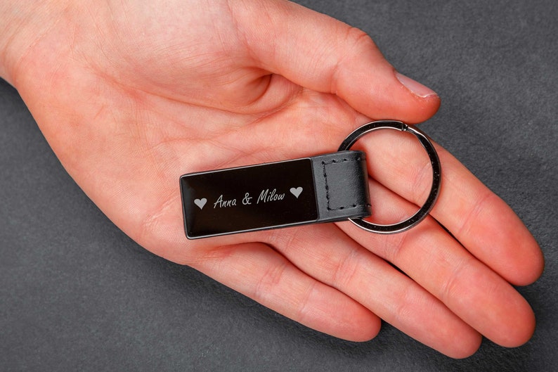 Black chrome plated keychain with engraving image 3