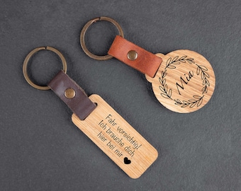 Keychain personalized made of wood with individual engraving