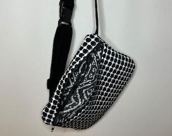 Handmade Crossbody Belt Bag / Fanny Pack - Black & White