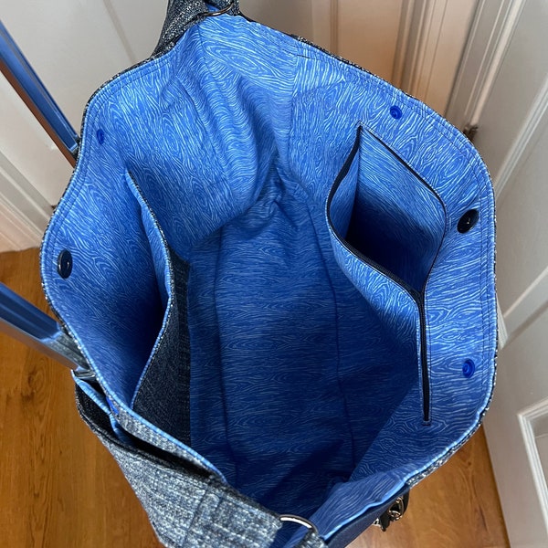 Handmade Trolley Tote - Blue Hues