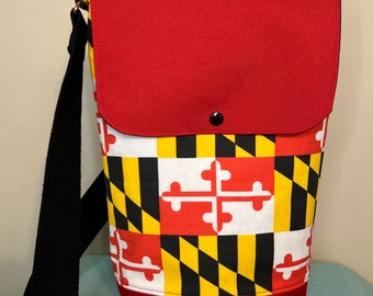 Handmade Midsize Crossbody Bag - Maryland Flag