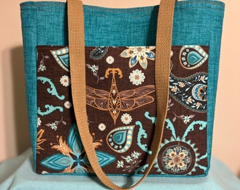 Handmade Pocket Lovers Shoulder Bag - Teal & Brown