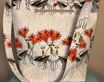 Handmade Praying Mantises & Lilies Shoulder Bag