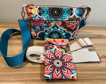 Handmade Petite Crossbody Bag with Wallet Zip Pocket, Ext Zip Pocket + Case for Sunglasses or Eyeglasses & Extra Crossbody Strap