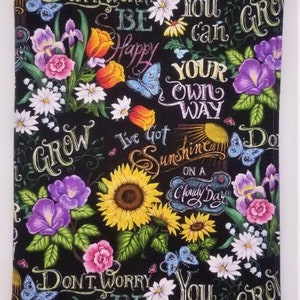 Fabric Notebook Cover, Composition Book Cover, Encouraging Words, Handmade Gift