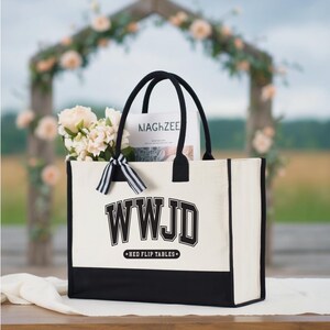 Wwjd Tote Bag, Christian Bible Verse Bag image 3
