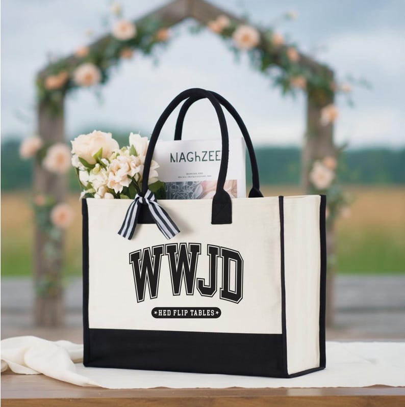 Wwjd Tote Bag, Christian Bible Verse Bag image 3