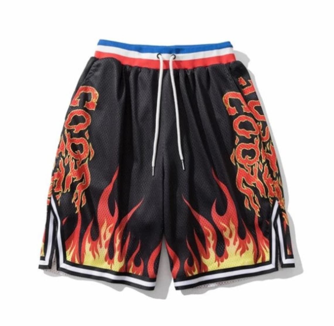 Skeleton Flame Basketball Shorts Streetwear Mens Fashion | Etsy