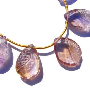 Ametrine Faceted Carved Pear Shape  11x15.5 to 12.5x16.5 mm, Pear Faceted cut Purple Ametrine Bead Strand For Jewelry making (AMETRI-072)