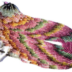 Watermelon tourmaline Faceted Rondelle beads 3 to 3.5 mm, tourmaline beads, watermelon beads, semi precious gemstone beads 36 cms strands