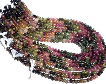 Multi Tourmaline Smooth Round Beads (Quality B) | Natural Mixed Color Tourmaline Gemstone Beads |Healing Stone Supplies(TOURMA-028)