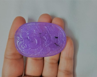 Natural Chalcedony Carved Gemstone – Handcrafted Dragon Motif Stone for Jewelry, Display & Collectors