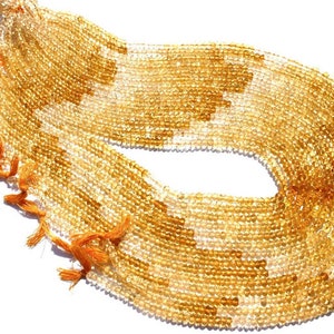 Natural Citrine Semi Precious Beads Strand,3.5-4.5mm Roundel Citrine Beads,Yellow Citrine Faceted Cut Beads For Jewelry Supplier CI-183