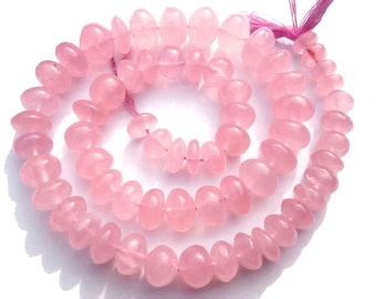 Pink rose quartz roundel Shape 8x12mm Beads gemstone, Pink quartz roundel shape bead gemstone strand for jewellery making (RO-016)