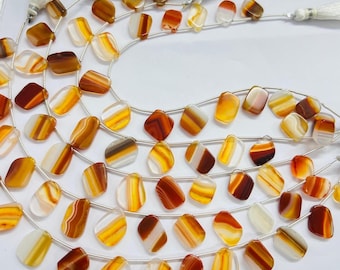 Sardonyx (Orange Banded Agate) Smooth Slice 6x8 to 8x14 mm Beads Strandds- Sardonyx Banded Agate Smooth Slice Bead jewelry making