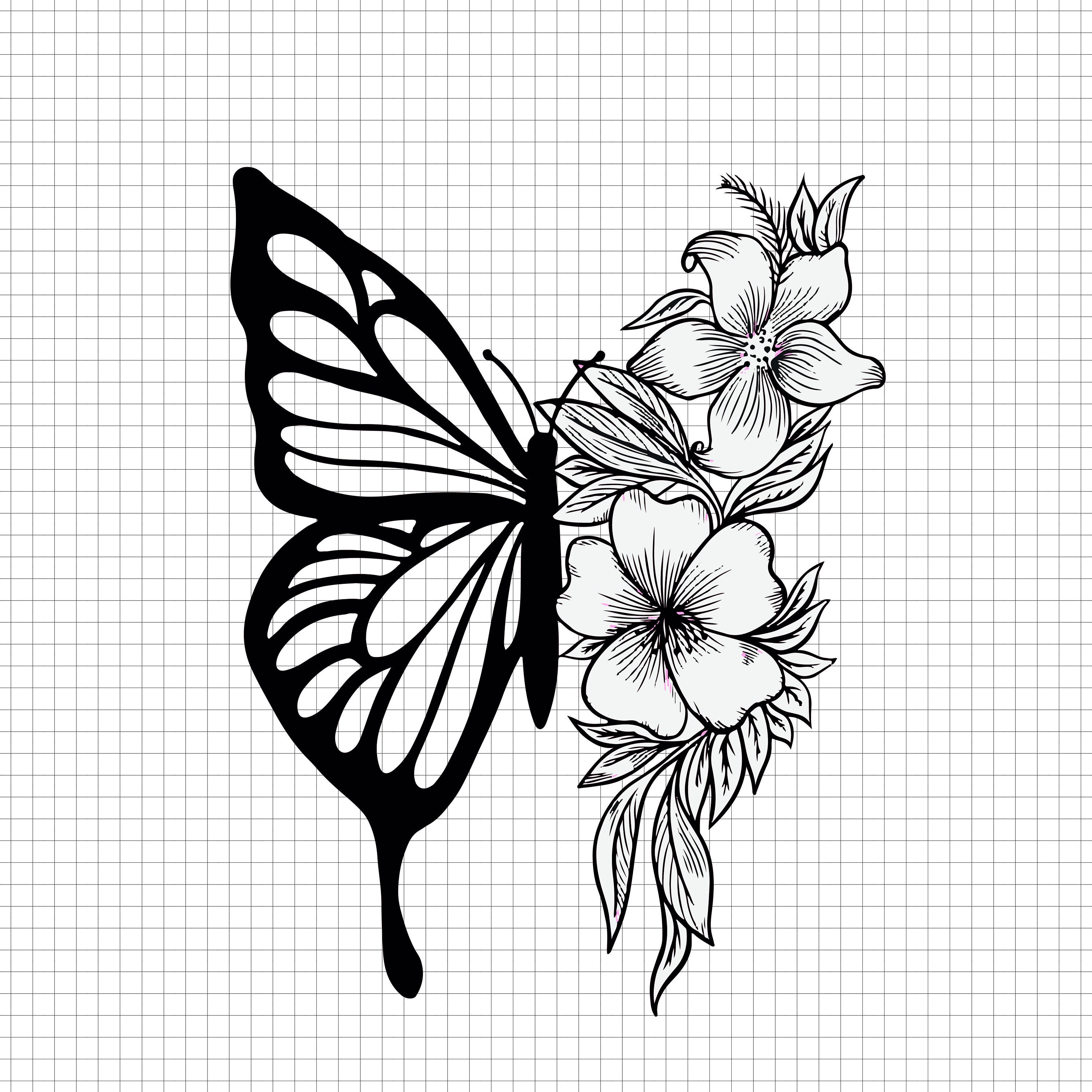 Butterfly with flowers svg butterfly on flower svg flower Etsy