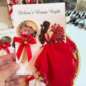 Henna night luxury favour, halay handkerchief and mirror sets, Bridesmaid Gift, Wedding Gift,Nikkah gift,brides shower party gift