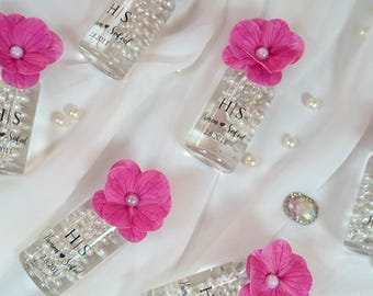 Pearl Cologne Wedding Favors – Flower Topped, Spray Glass Bottle