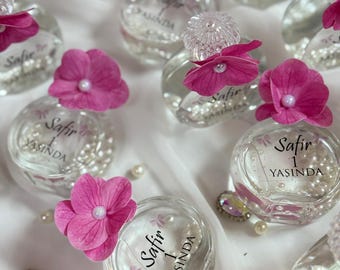 Pearl Wedding Cologne Favor: Elegant Glass Spray Bottle, Handmade in Turkey