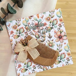 Personalized Wooden Comb, Special card design, Special Baby Shower Gift, Bridesmaid Gifts, Christening Keepsake, Wedding Guest Gifts