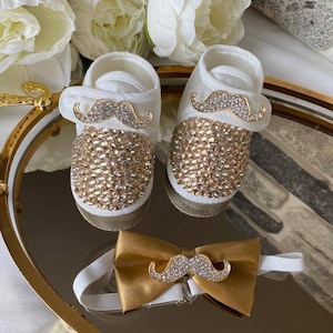 Newborn crystal stone handmade baby shoes,boy booties, babtizm booties ,thank you gift booties,christmas gift