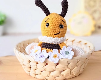 Handmade Organic Cotton Crochet Bee Stuffed Animal: Eco-Friendly Nursery Decor