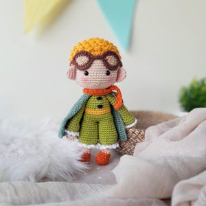 Little prince doll handmade crochet, Organic cotton plush for baby gift, Little prince nursery decor, Heirloom toy, Gift for book lovers