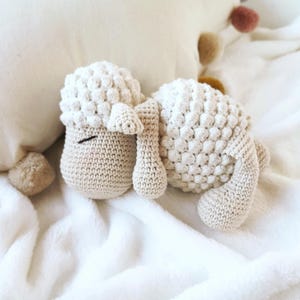 Natural cotton lamb stuffed animal, White lamb plush for christening, Heirloom cuddly toy for baptism, Soft sheep plushie new baby gift