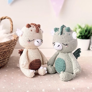 Neutral baby dragon toy nursery gift, Organic cotton stuffed dragon plush, Eco-friendly new baby stuffed animal, Handmade dragon lovers gift