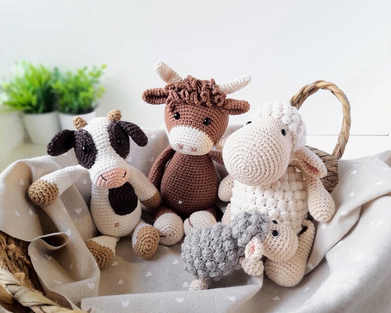 Crochet Farm Animals for Nursery Decor, Organic Cotton Stuffed Animal