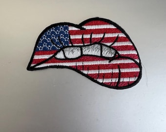 USA Embroidery Patch/American Flag Machine Embroidery Patch/Physical Product/Patriotic Patch/Lips Patch