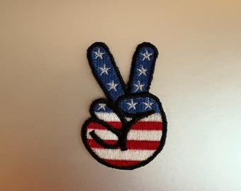USA Embroidery Patch/American Flag Machine Embroidery Patch/Physical Product/Patriotic Patch/Peace Sign
