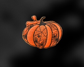 Pumpkin Spider Webs Sew on patch felt Halloween