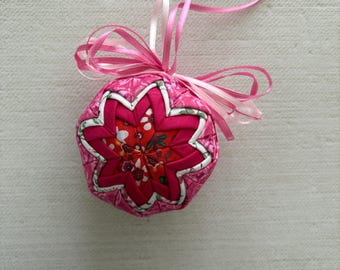 Quilted Holiday Ornament 3" - Gift for teachers, family, Valentines Day
