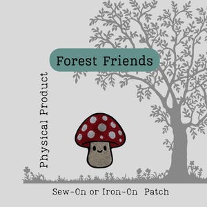Smiling Mushroom Patch – Embroidered Forest Fungi Patch for Jackets, Bags & Backpacks
