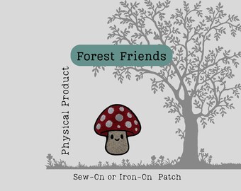 Smiling Mushroom Patch – Embroidered Forest Fungi Patch for Jackets, Bags & Backpacks