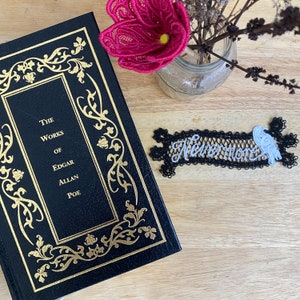 Edgar Allan Poe Bookmark: Nevermore Raven Embroidered Gothic Gift