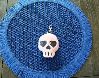 Plush Skeleton Keychain, Embroidered Skull Bag Charm