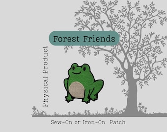 Kawaii Frog Patch: Machine Embroidered Cottage Core Applique