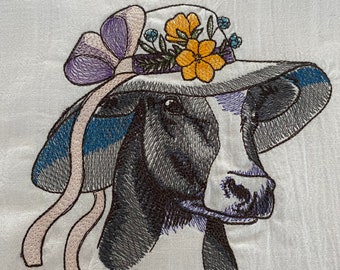 Embroidered Cow Tea Towel: Summer Farmhouse Decor