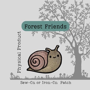 Smiling Snail Patch – Embroidered Forest Creature Patch for Jackets, Bags & Backpacks